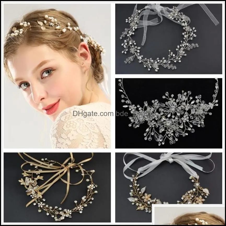 hair clips barrettes romantic crystal flower bridal headband lace clip women wedding headpiece engagement bride accessories175x
