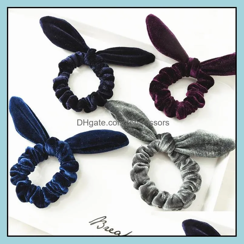 fashion women lovely velvet bow hair bands lovely hair scrunchies girls tie accessories ponytail holder 9 color