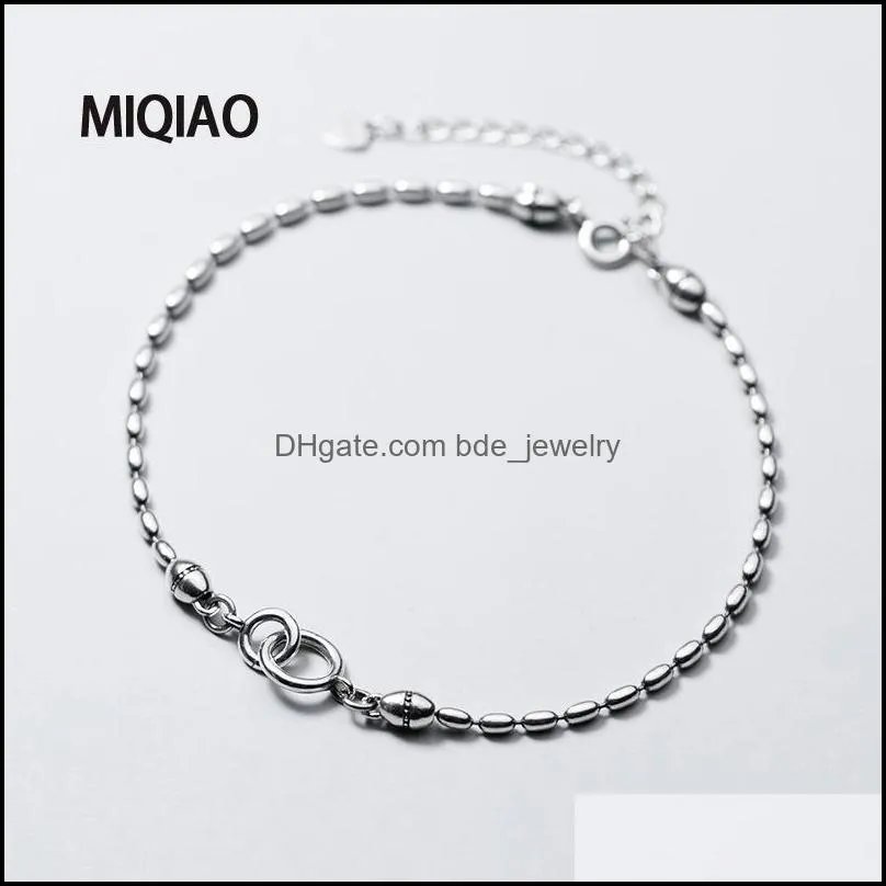 miqiao bracelet on the leg chain womens 925 sterling silver anklets female thai silver beanie foot fashion jewelry for girls