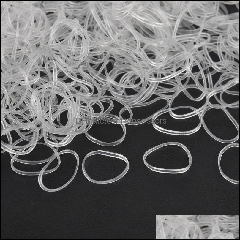500pcs hair tie band ponytail holder elastic rubber clear white women diy hair styling tools accessory circle ponytail headwear