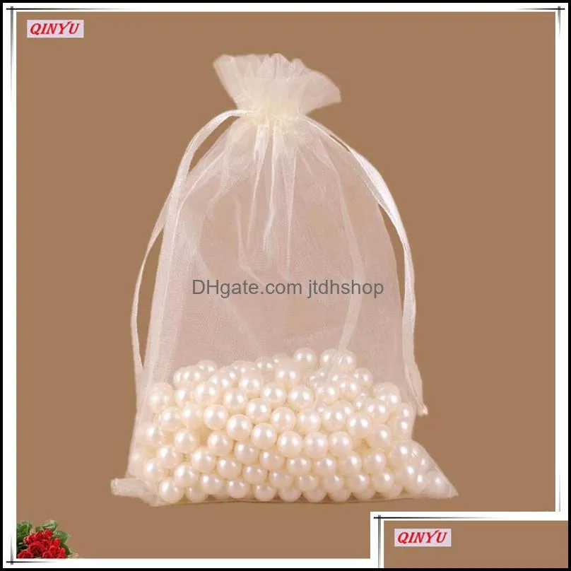 100pcs 7x9 cm organza sheer gauze jewelry bags packing drawable organza bags wedding gift bags sachet organza 5zsh312