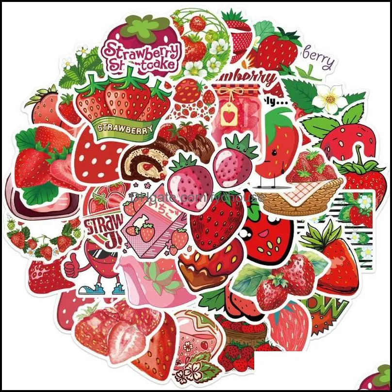 gift wrap 50/100pcs cute strawberry stickers for notebooks laptop scrapbook stationary pink sticker scrapbooking material craft