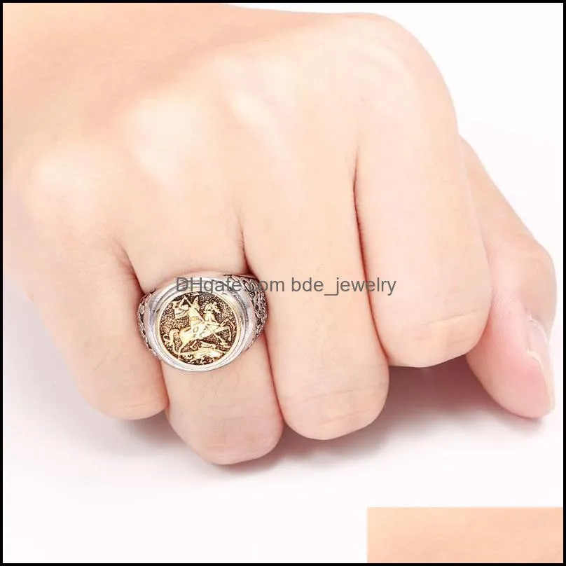 cluster rings punk delicate warrior dragon mens ring jewelry hip hop soldier military signet for men personality gifts biker