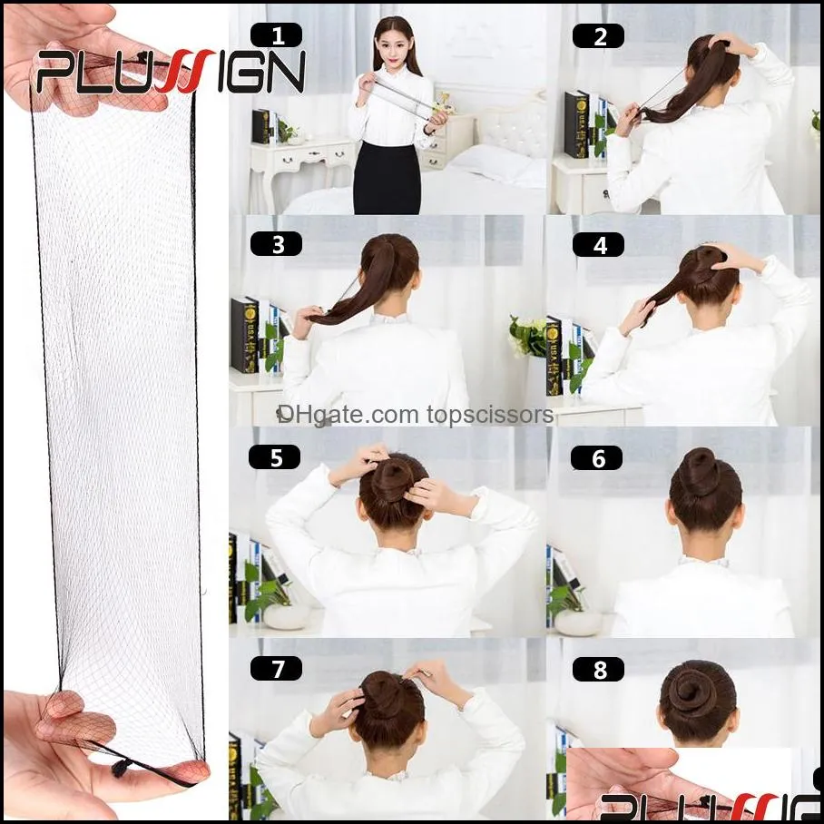 plussign 280 pcs/lot top nylon net star dance recital buns / hair extension weaving cap brown black blonde color