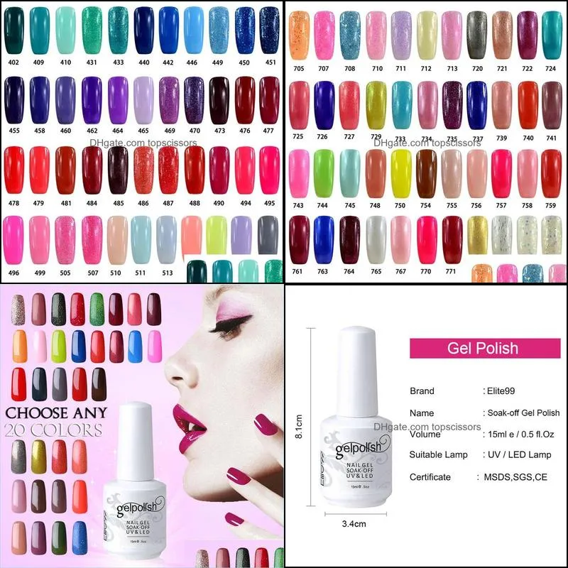 wholesaleelite99 15ml pick 20 colors soak off uv nail gel color polish professional long lasting gel nails polish varnish drop