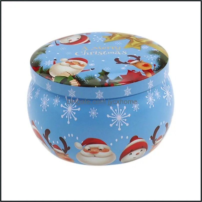 merry christmas pattern metal box circular aromatherapy candle jar scented tea candy packing makou iron case 1 6tb j2