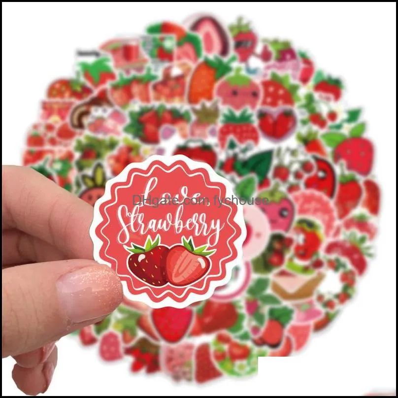 gift wrap 50/100pcs cute strawberry stickers for notebooks laptop scrapbook stationary pink sticker scrapbooking material craft