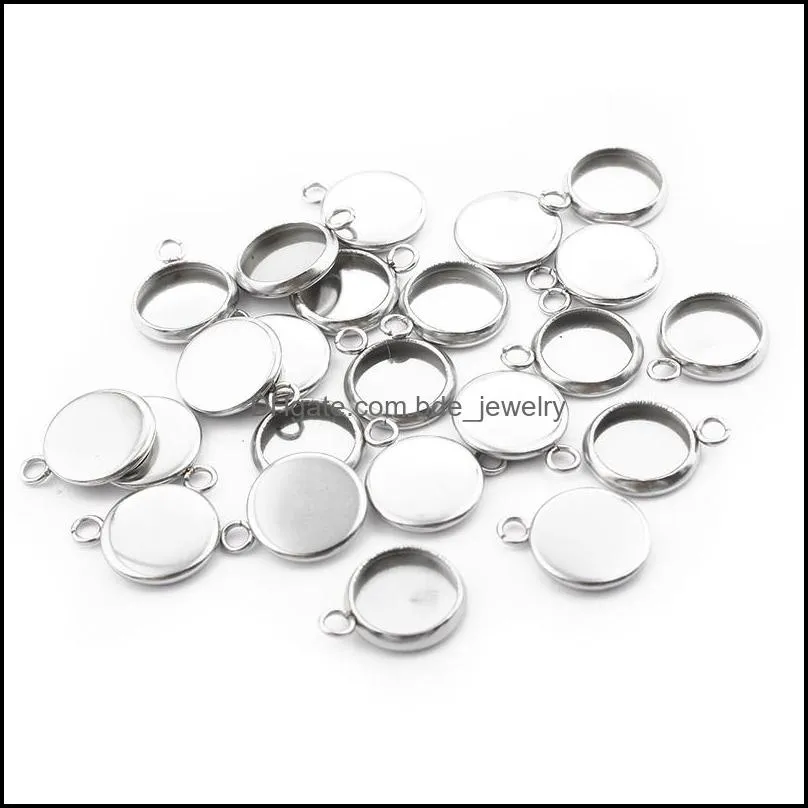 30 Stainless Steel Charms For Jewelry Making 8mm/10mm Round Bezel