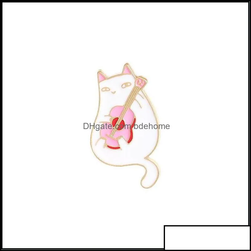 pins brooches jewelry cute music cat animal cartoon enamel pin for women girl fashion metal vintage pins badge wholesale gift drop