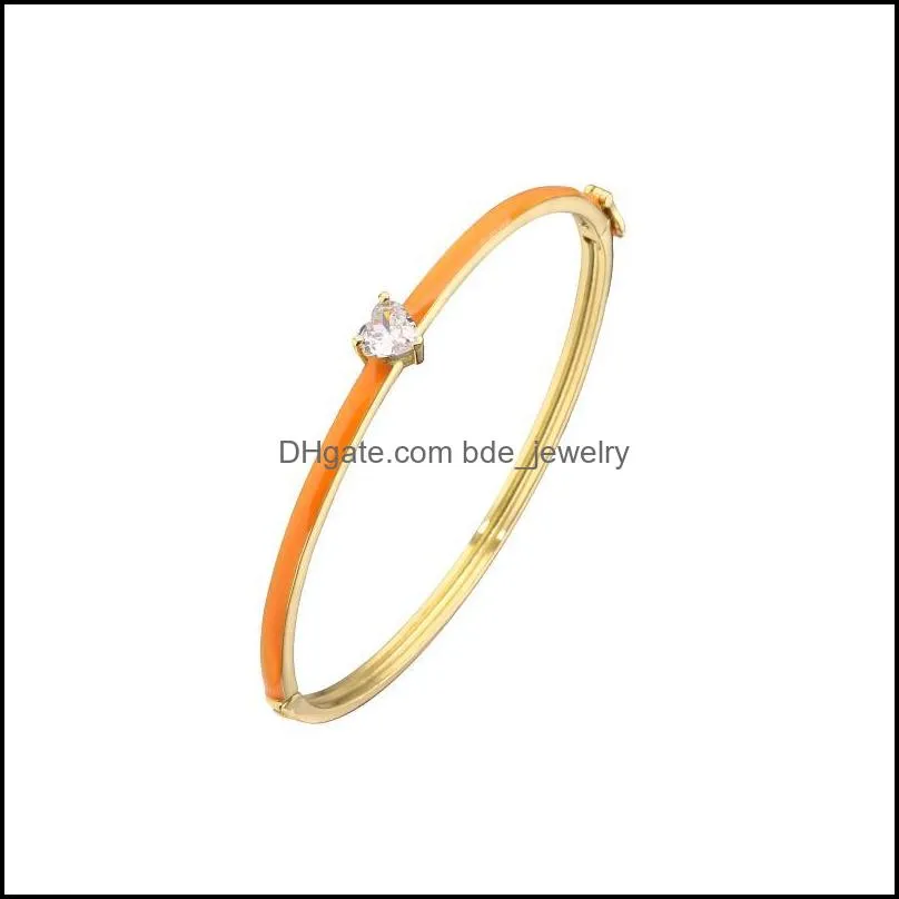 bangle love heart candy bracelet for women girls rose neon green enamel gold color infinity jewelry wholesalebangle