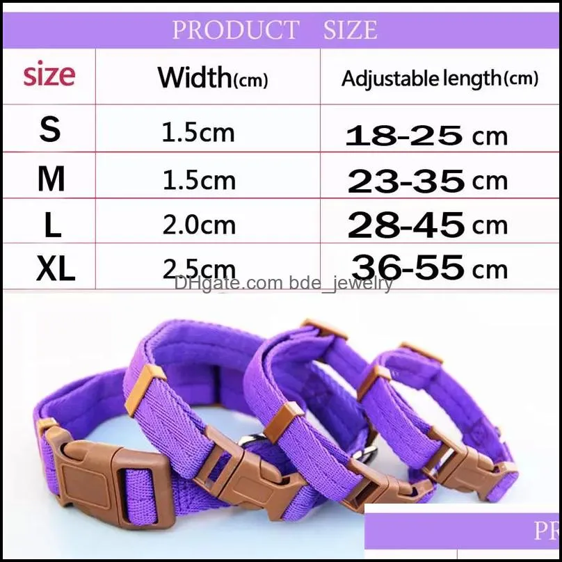 pet dog collar classic solid basic polyester nylon dogs collar with quick snap buckle pull rope 7 colors