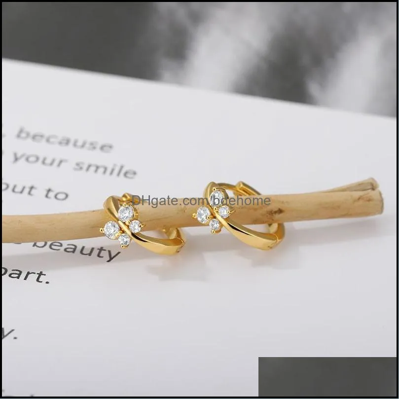 stud 2021 trend butterfly earrings for women fashion piercing zircon woman earring cute jewelry stainless steel gift