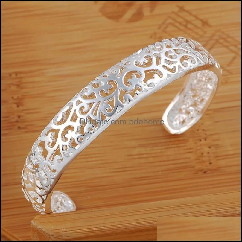 bangle buyin b144 silver color jewelry factory direct elegant fashion women simple retro bracelet