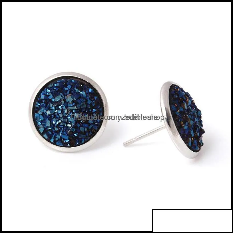 stud earrings jewelry high quality resin druzy for women simple shining tone hypoallergenic female fashion gift drop delivery 2021 v8