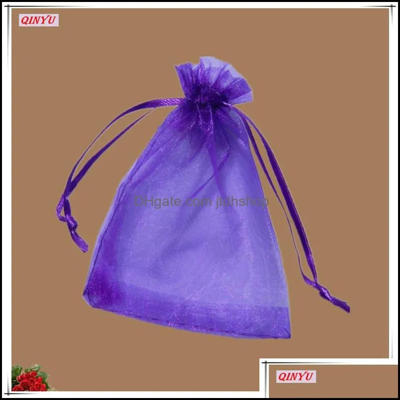 100pcs 7x9 cm organza sheer gauze jewelry bags packing drawable organza bags wedding gift bags sachet organza 5zsh312