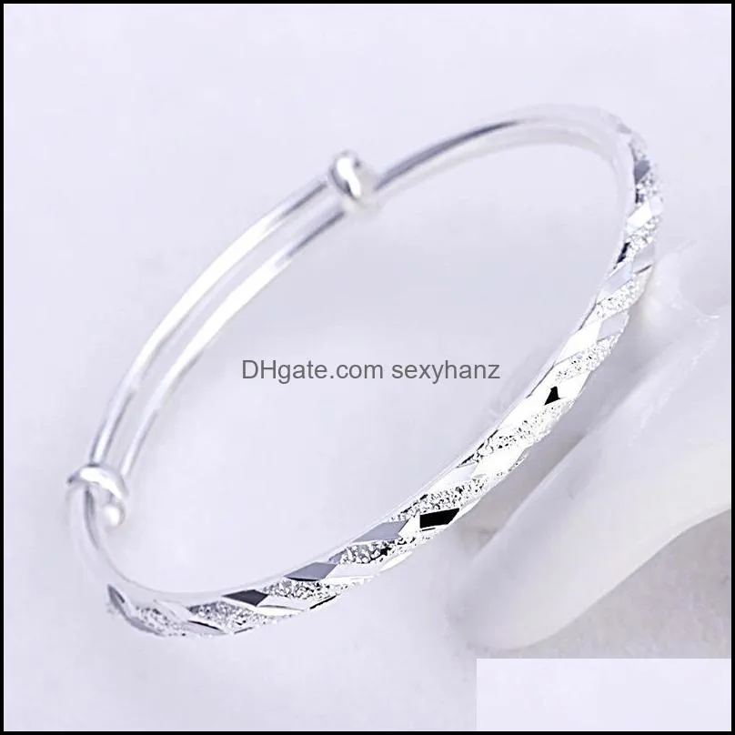 bangle frosted bracelet bangles silver plated bracelets round tube pushpull meteor for women jewelry cf6