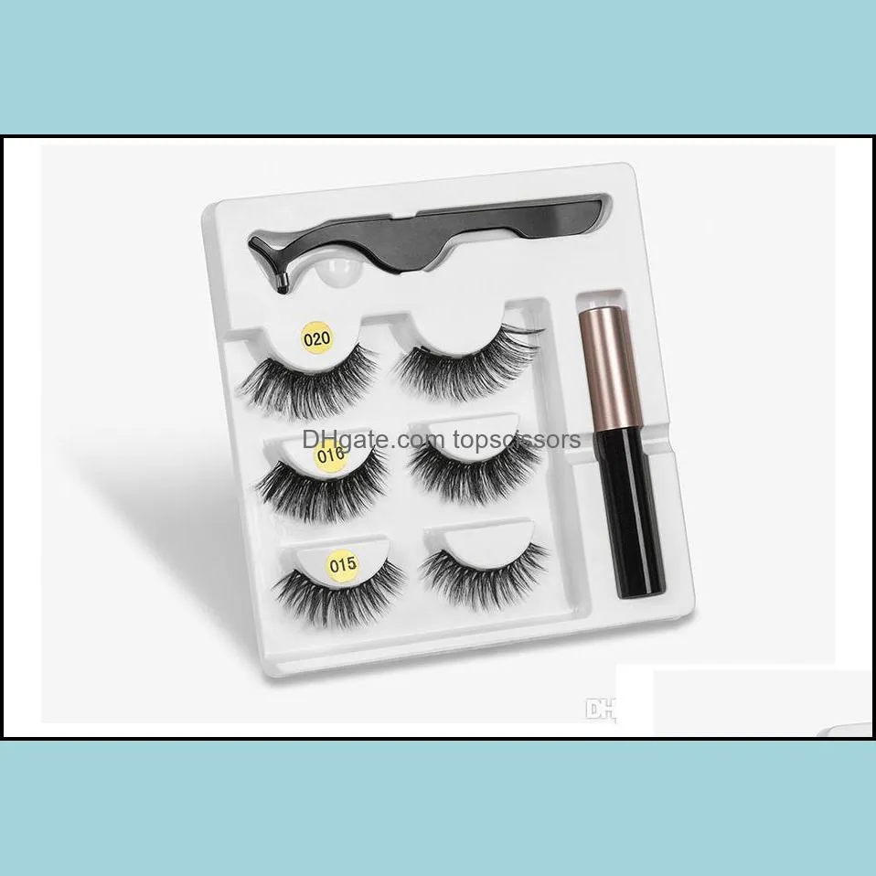 hot sell magnetic eyelashes with eyeliner 5 magnet false eyelash tweezer set waterproof long lasting eyelash extension