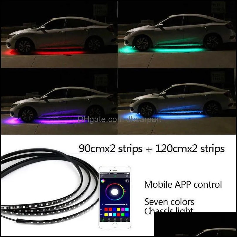 4x car chassis decorative waterproof led ambient strip lights car underglow atmosphere rgb lamp bar truck side light accessories