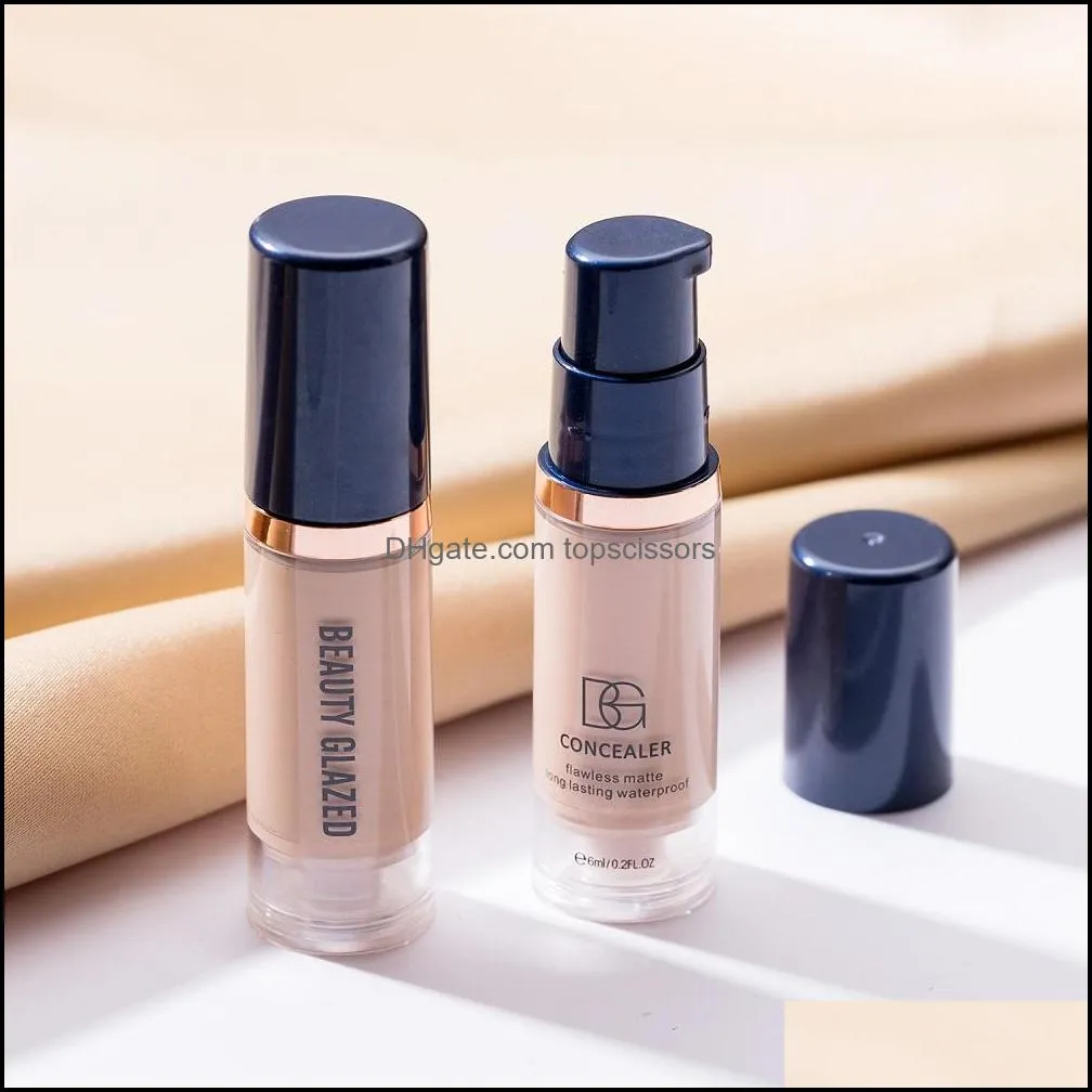 6colors matte liquid foundation longlasting whitening and concealer face primer cream waterproof hydrating makeup cosmetic