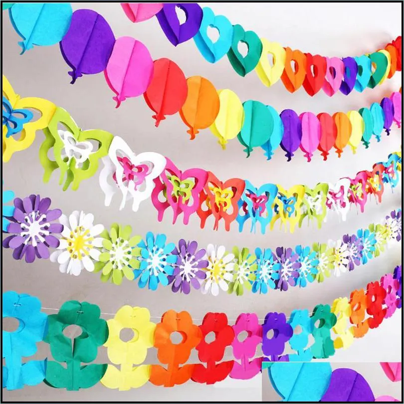 party decoration colorful paper garland happy birthday decorations banner flag wedding hang pennants decor supplies flags1