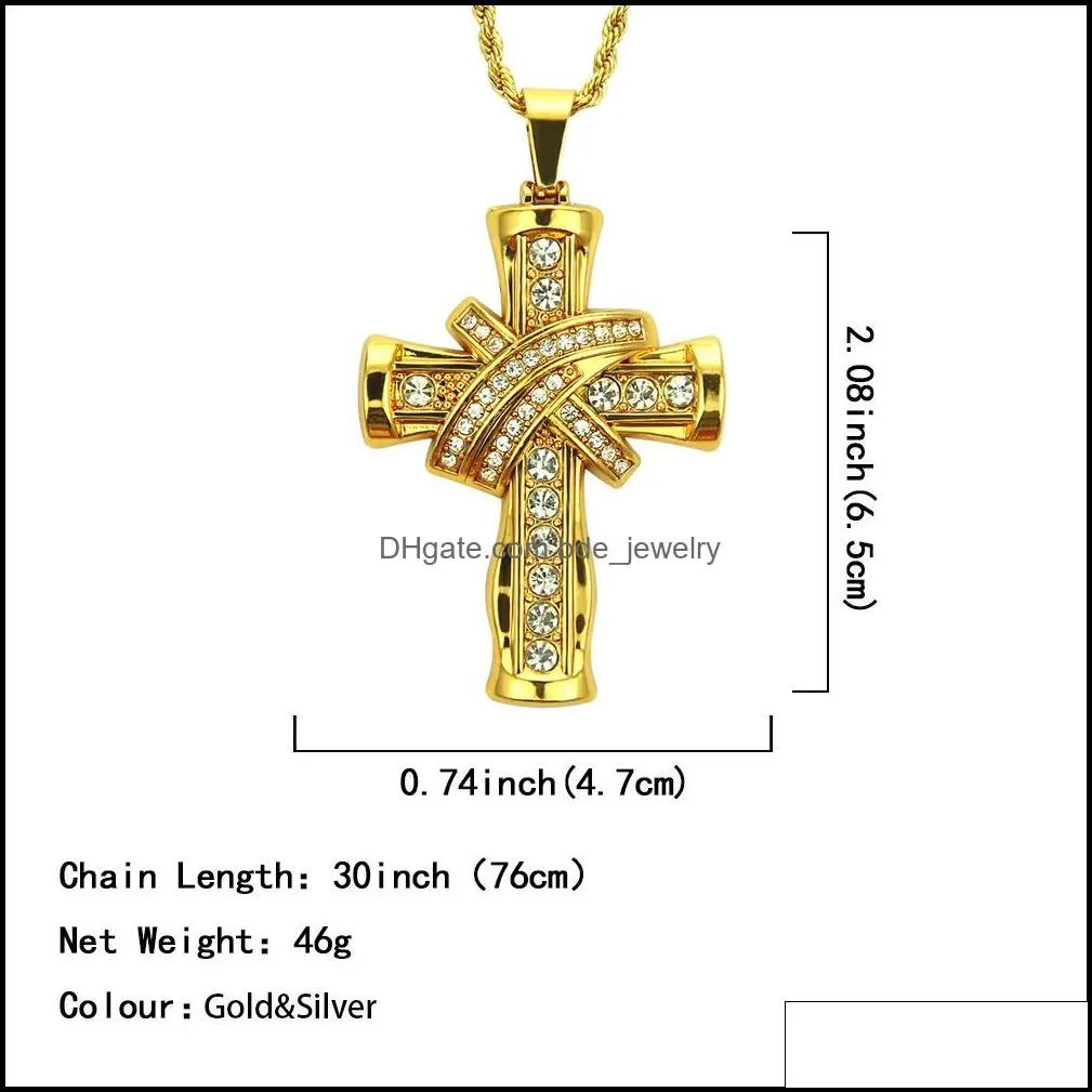 pendant necklace male female gold cross necklaces hiphop cuban chain golden silver color for men women jewelry hip hop