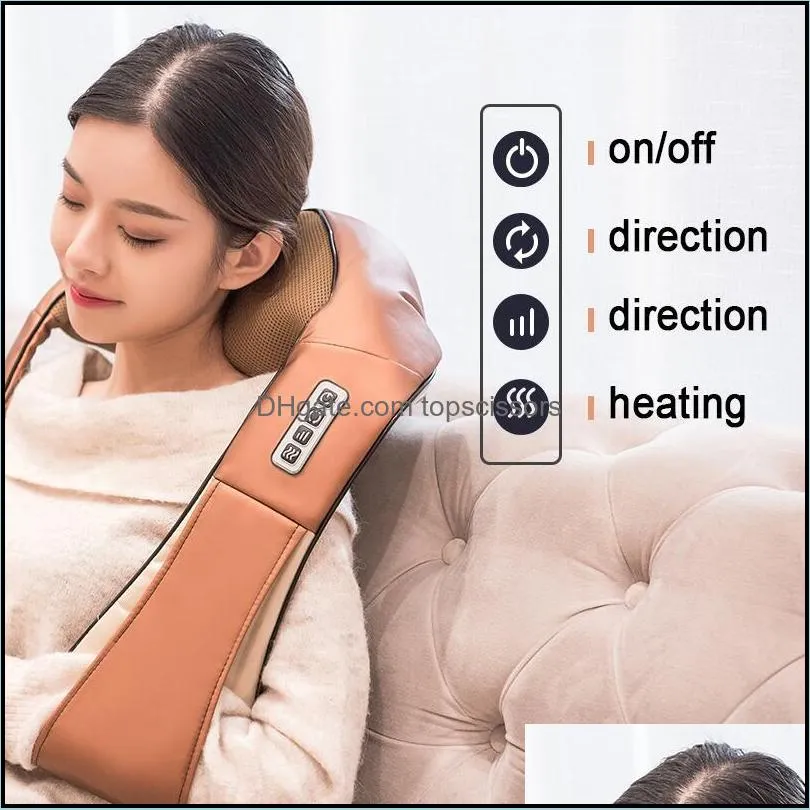 u shape electrical shiatsu back neck shoulder body massager infrared heated 4d kneading car/home massage shawl device