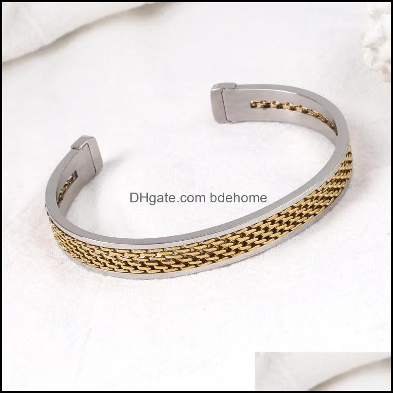 bangle chain stainless steel open geometric bracelet women fashion jewelry party ball friends gift accessories szqch040bangle