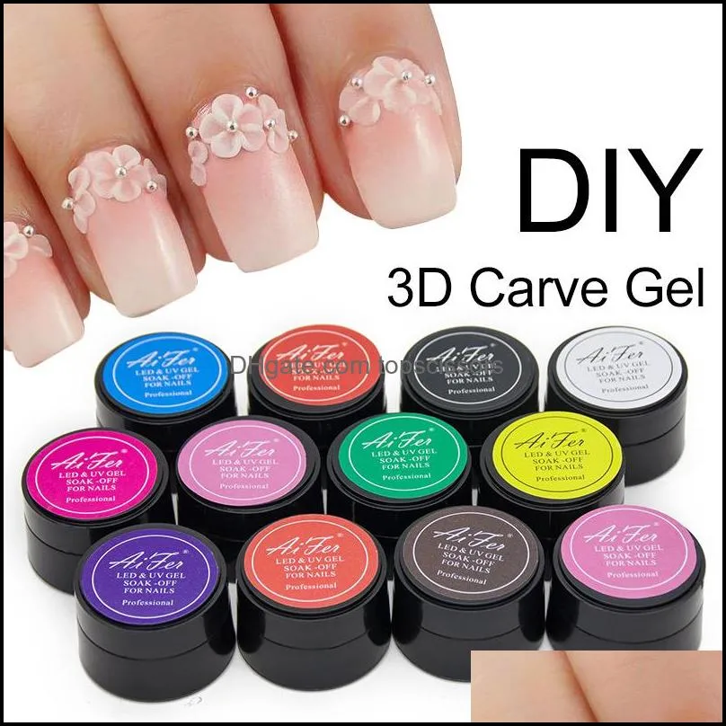 wholesale saviland 1pcs 12 glitter coloful 3d sculpture carved glue acrylic nail art modelling manicure decor painting uv gel