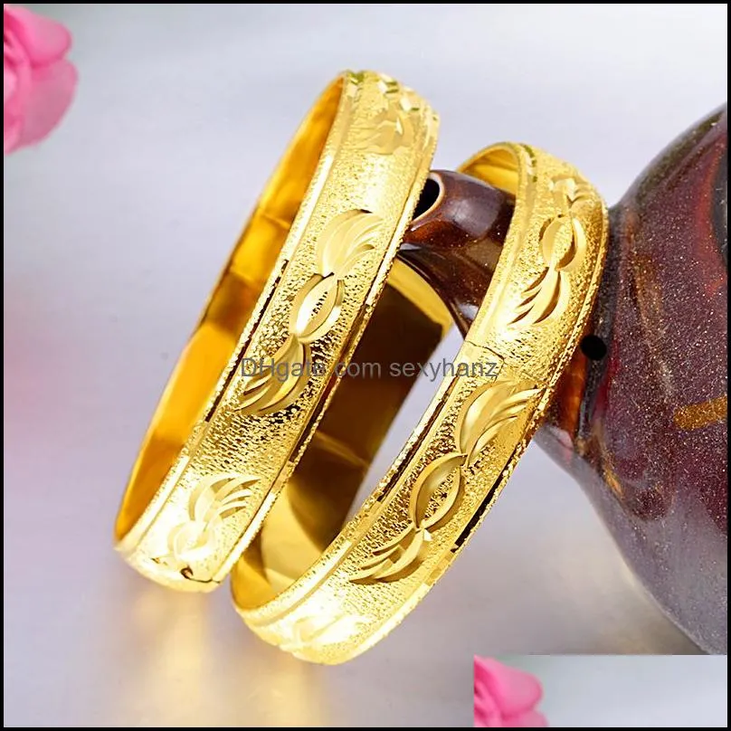 bangle 24k gold plated bracelet bangles for womens bride sand 12m boutique buckle face thickened jewelry gifts
