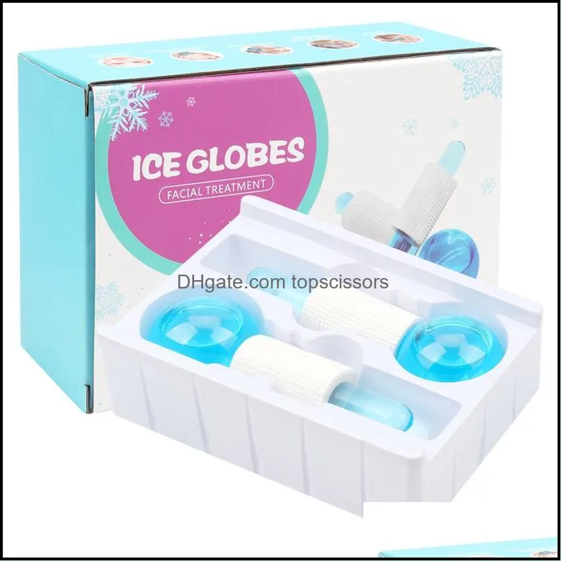 face massager large beauty ice hockey energy crystal ball facial cooling globes water wave face and eye massage skin care 2pcs/box