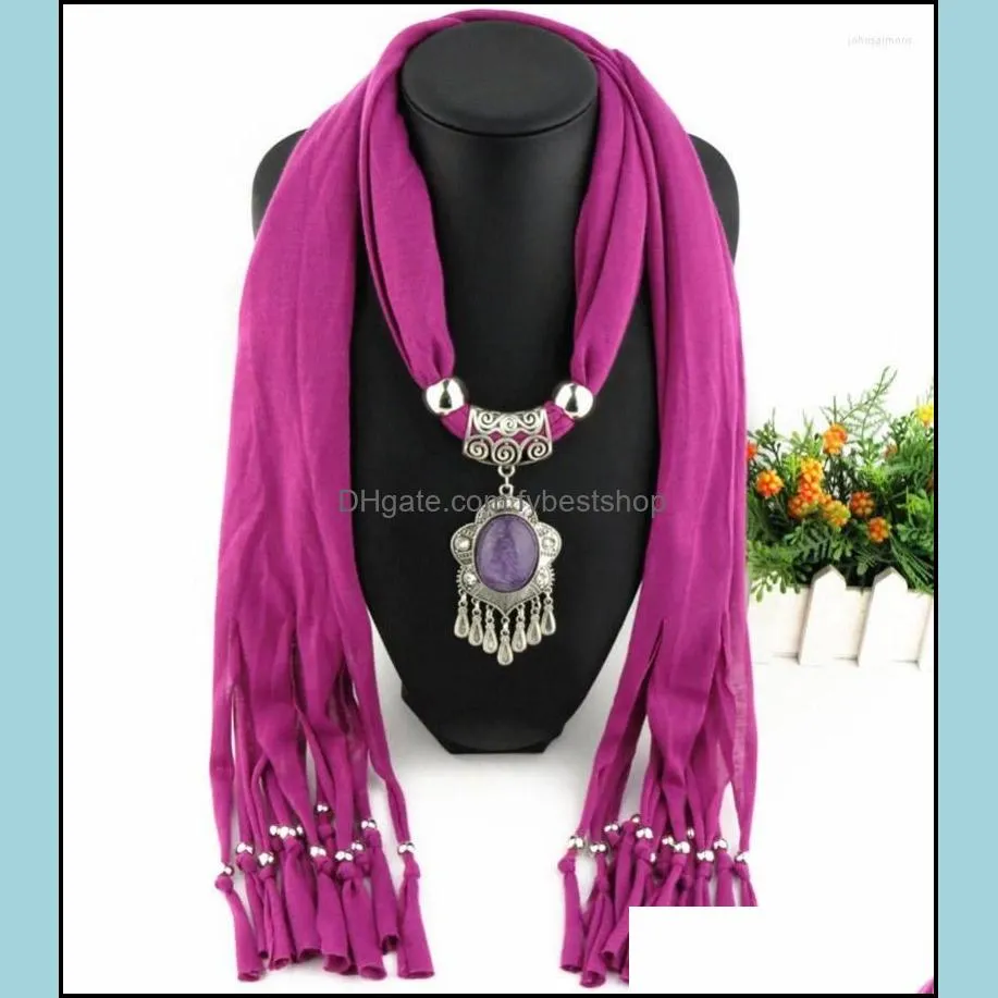 pendant necklaces charms winter scarf tassel bead vintage national women jewelry wholesale