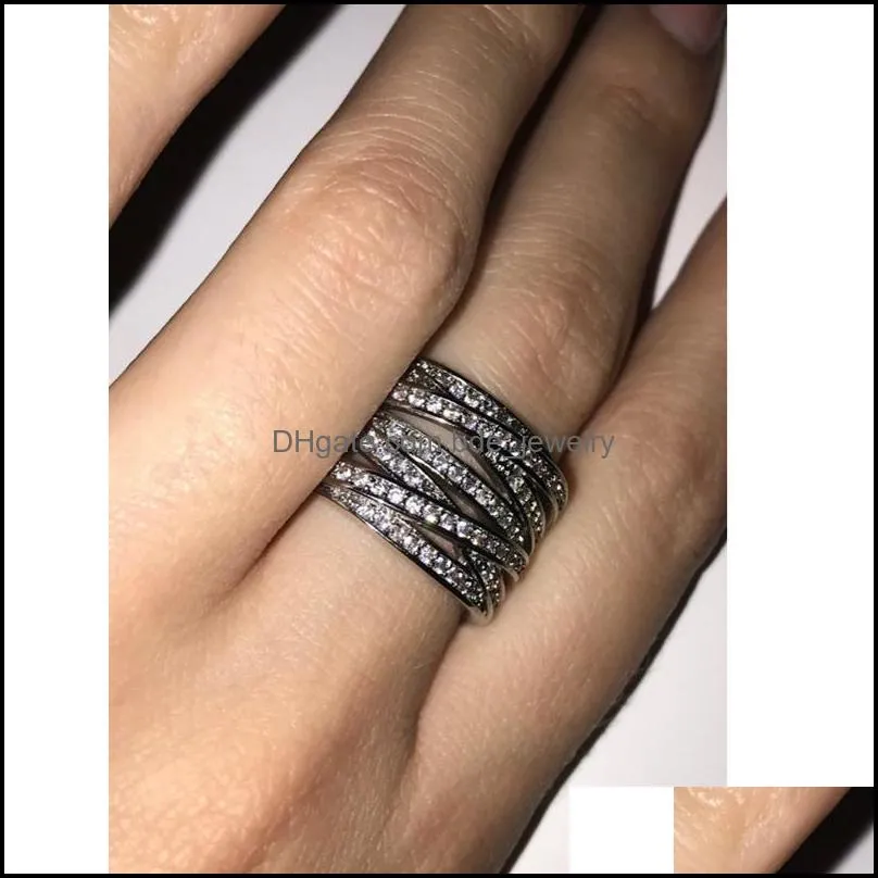 platinum plating ring for women elegant style cz crystal hollow out sliver color engagement fashion jewelry classic gift wedding r200y