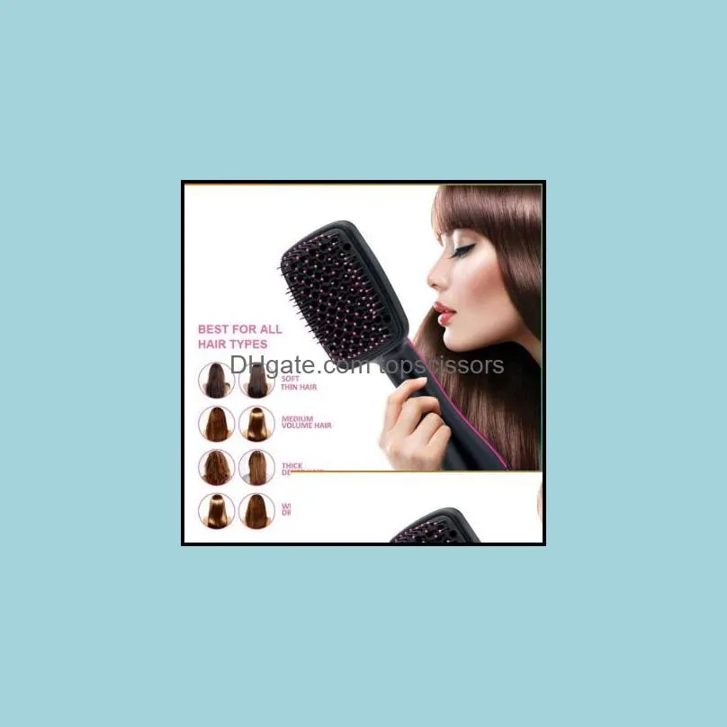 hot air brush one step hair dryer styler hair air brush negative ion straightener for all typeus plug