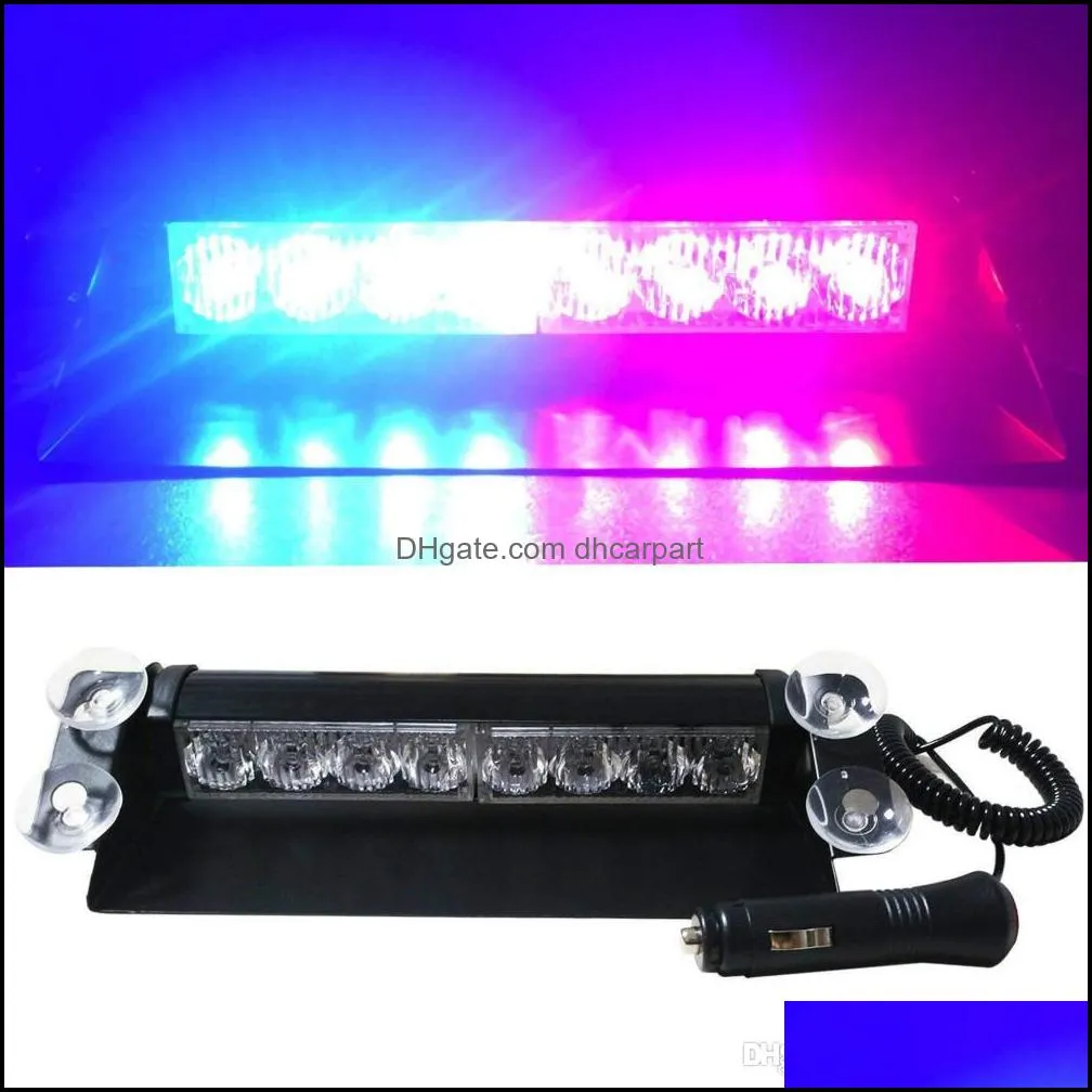 8 led for car dash strobe flash lights blue/red emergency police flash lights warning lamp led light