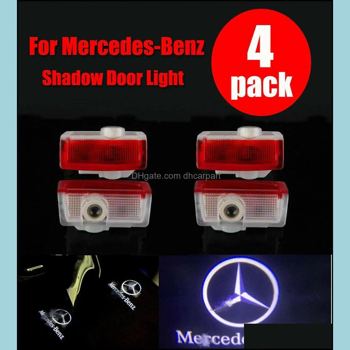 new 4pcs led car door light for mercedes benz w212 w205 w213 c204 w166 ml gl glc gle gls amg logo welcome light lamp