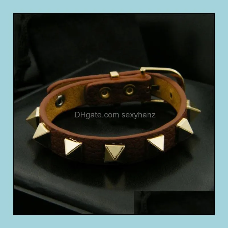 bangle punk style fashion spike bracelet with pu leather jewelry pyramid rivets bracelets for female wedding giftsbangle banglebangle