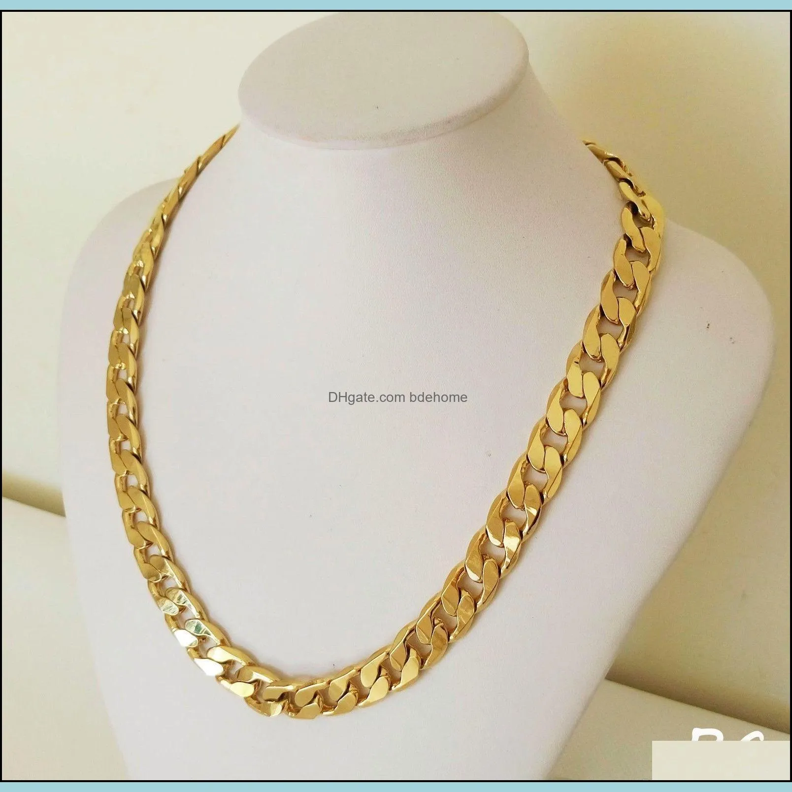 heavy classic mens 18k real yellow solid gold chain necklace 23 6inch 10mm sqckftu queen66