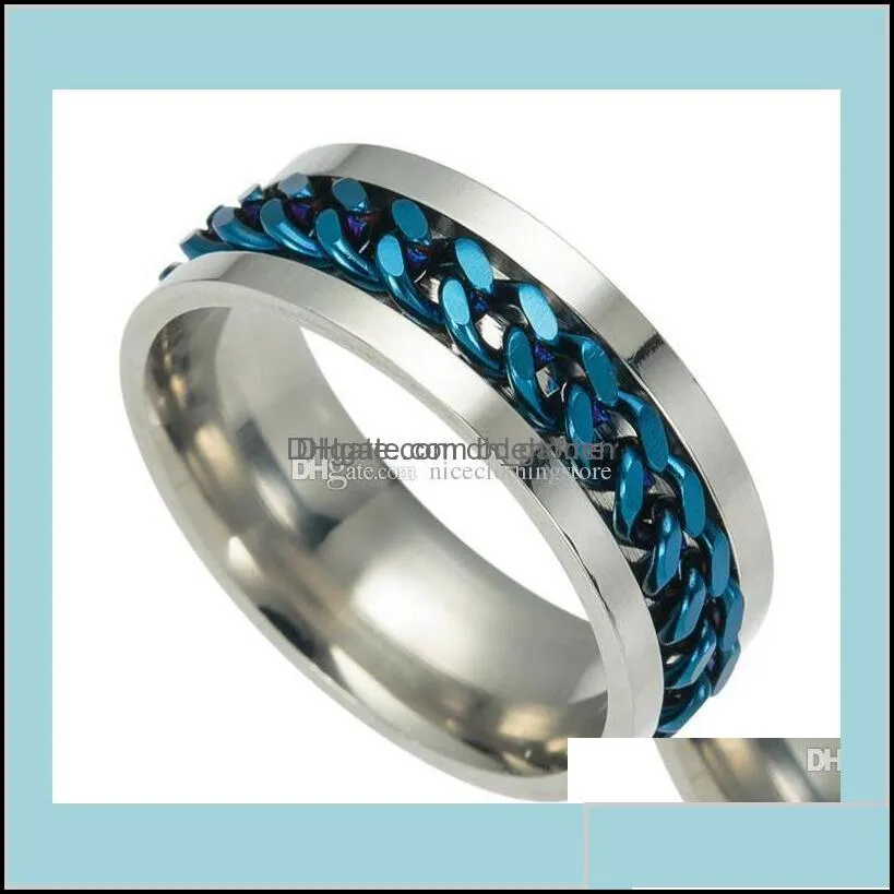 4 colors stainless steel movable spin chain titanium nail ring finger for women men jewelry gift gzsvr ykat7