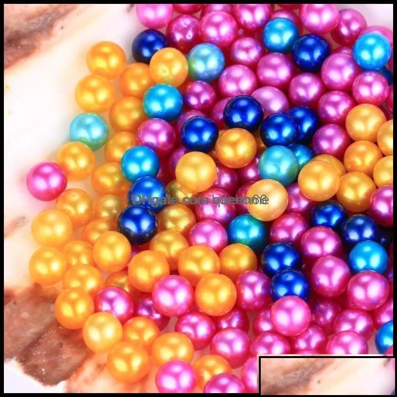 pearl loose beads jewelry wholesale diy akoya oyster 68mm round in oysters shell with colouf pearls by vacuum packed drop delivery 2021