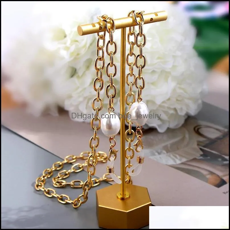  gold color metal imitation pearl long chain glasses chains for women face mask lanyard holder nonslip neck rope jewelry