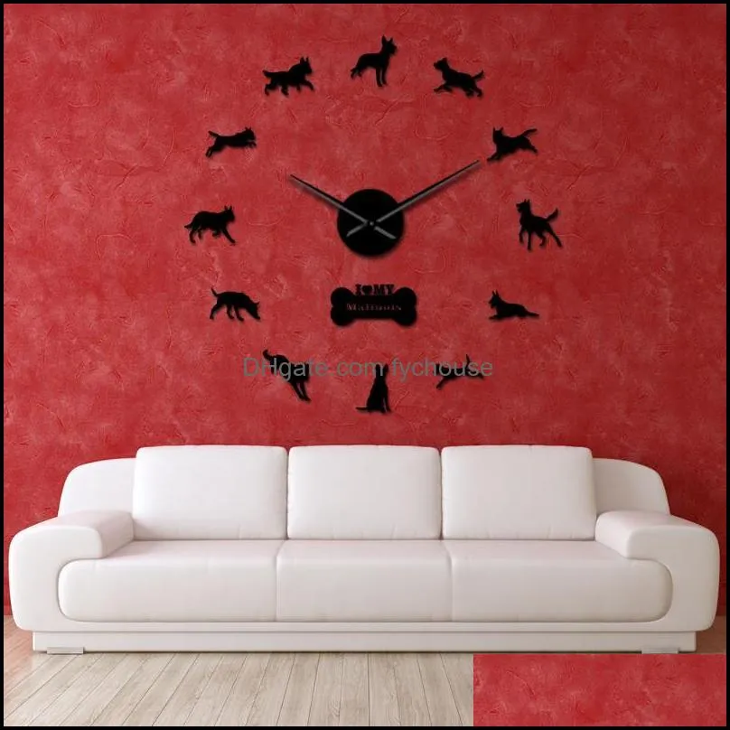 wall clocks belgian shepherd large frameless clock mechelse home decor malinois watch chien de berger belge diy big