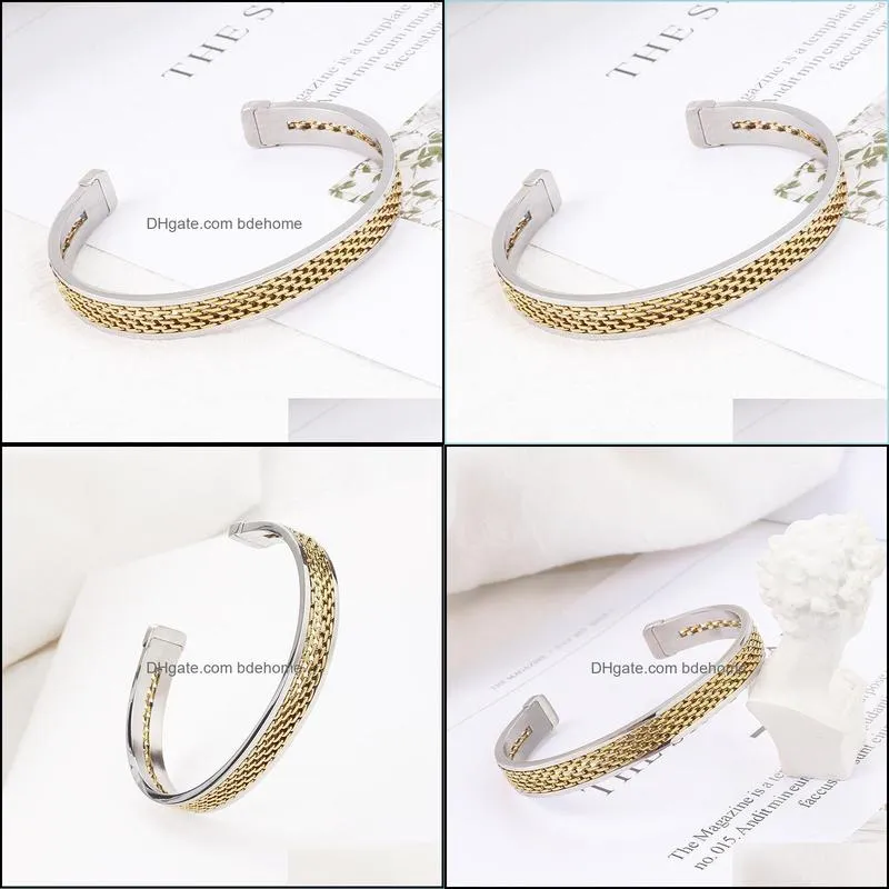 bangle chain stainless steel open geometric bracelet women fashion jewelry party ball friends gift accessories szqch040bangle