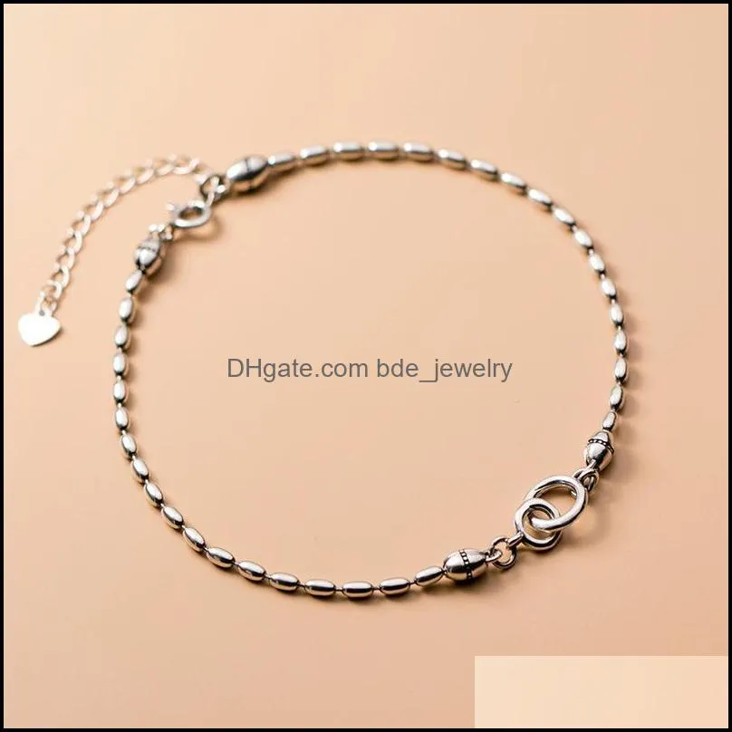 miqiao bracelet on the leg chain womens 925 sterling silver anklets female thai silver beanie foot fashion jewelry for girls