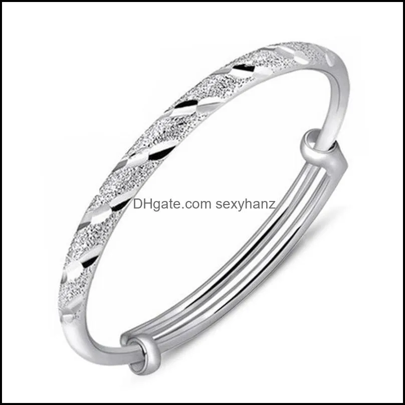 bangle frosted bracelet bangles silver plated bracelets round tube pushpull meteor for women jewelry cf6