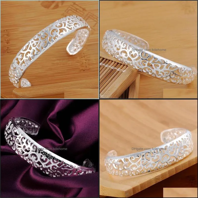 bangle buyin b144 silver color jewelry factory direct elegant fashion women simple retro bracelet