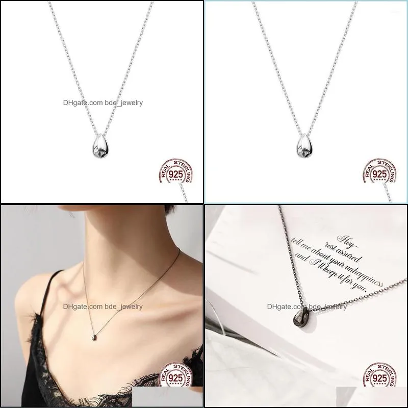 chains real 925 sterling silver water drop chain necklace for women fashion classic jewelry birthday engagement gift1
