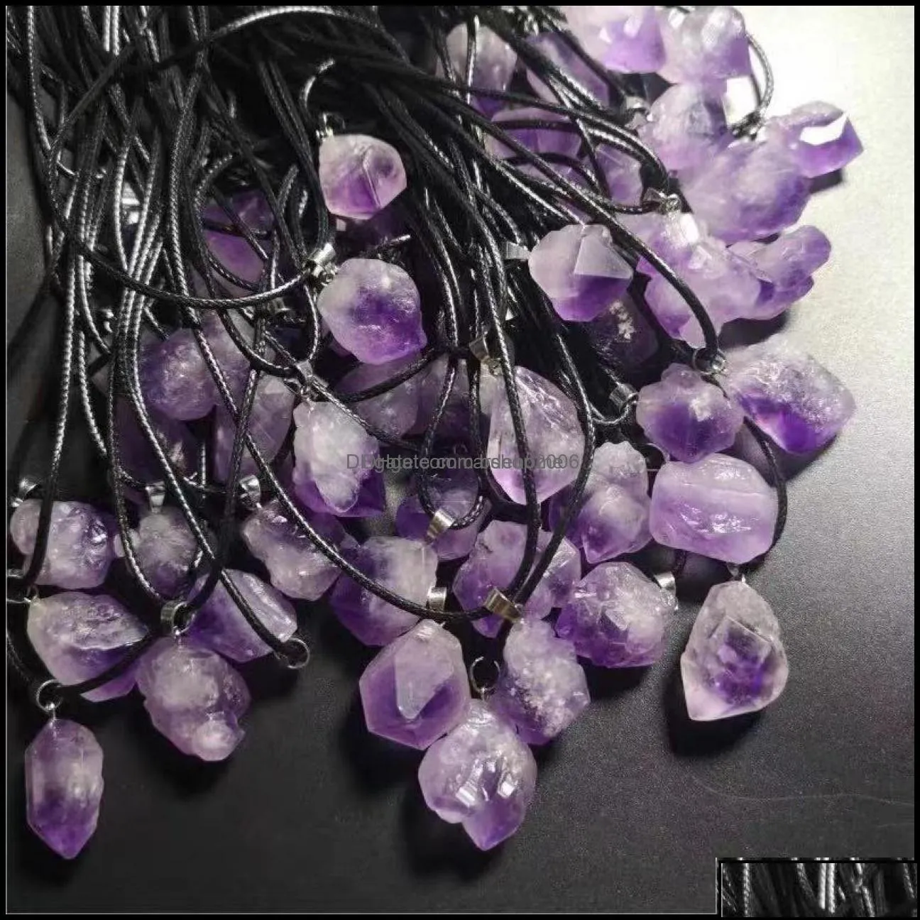 pendant necklaces pendants jewelry natural crystal amethyst rough stone necklace wholesale drop delivery 2021 dhtq1