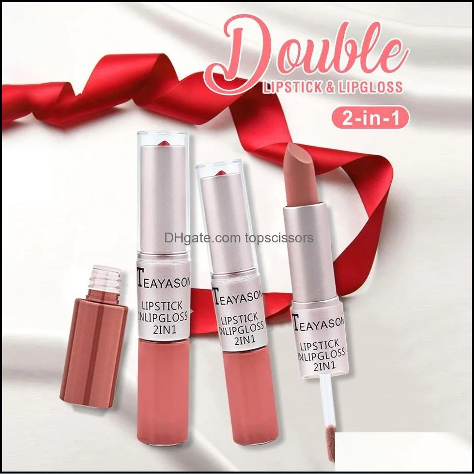 wholesale 12 colors waterproof nude matte velvet glossy lip gloss lipstick lip balm sexy women fashion makeup gift beauty tools
