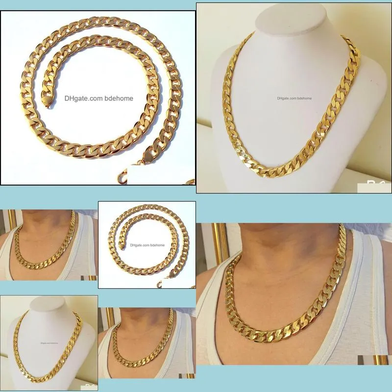 heavy classic mens 18k real yellow solid gold chain necklace 23 6inch 10mm sqckftu queen66