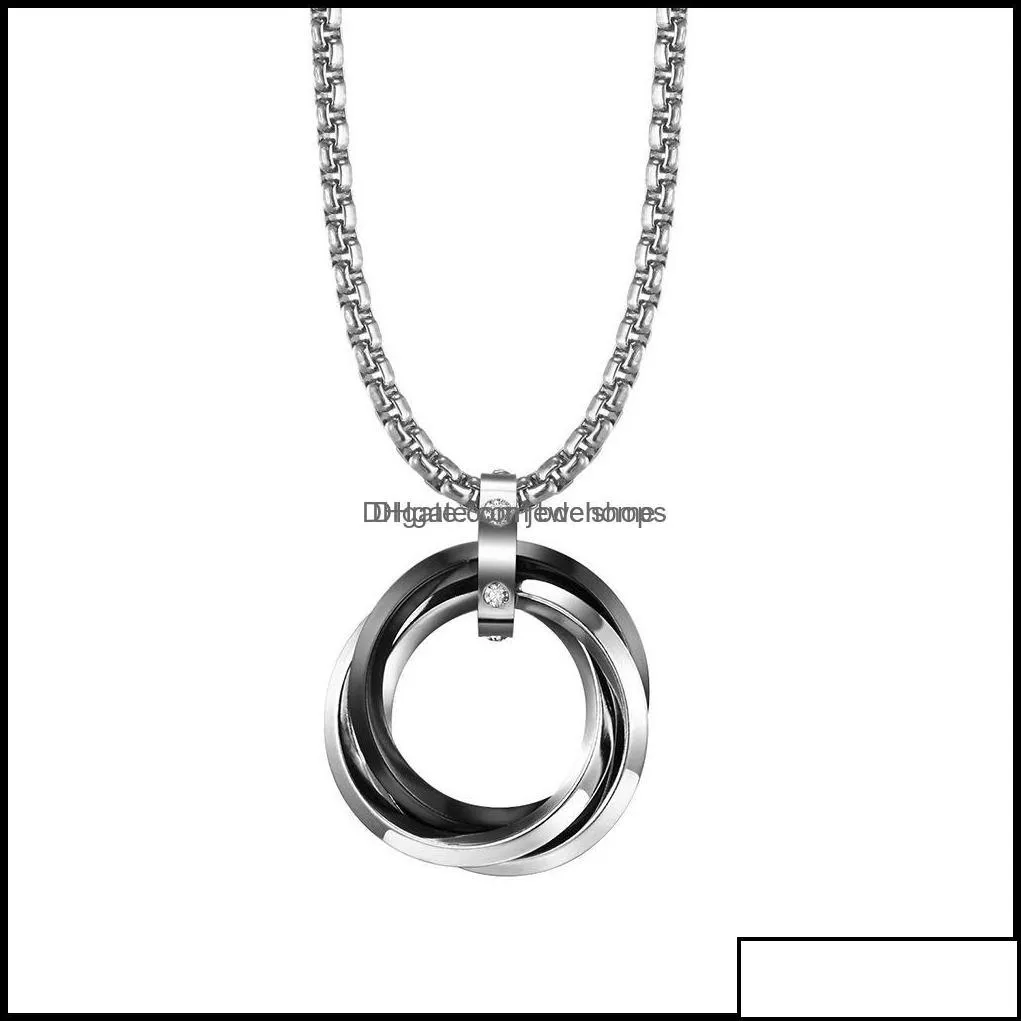 pendant necklaces pendants jewelry cool design street hiphop style men titanium steel necklace black gold sier plated circle charm drop